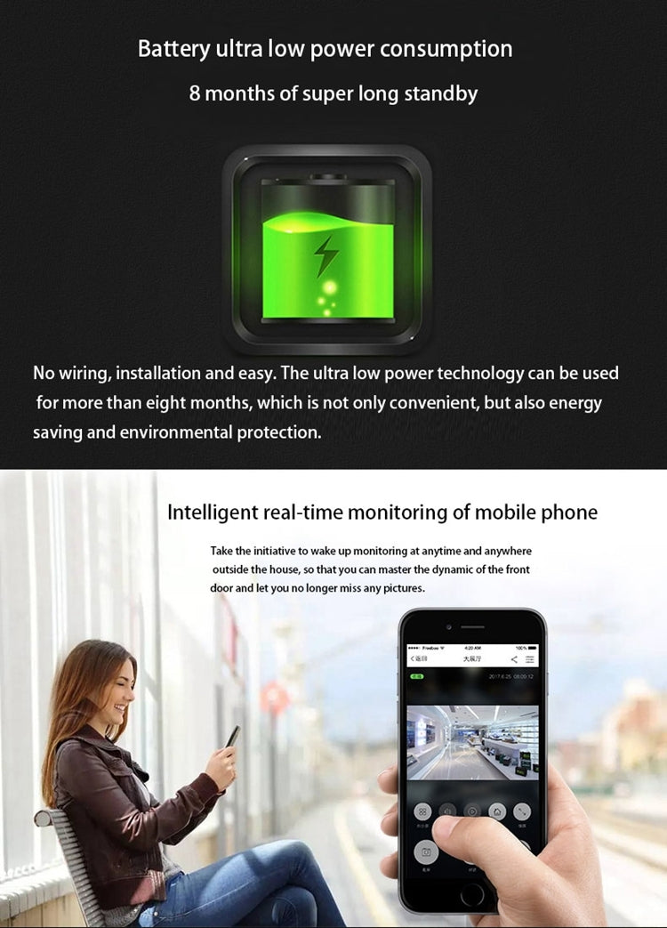 VESAFE Home VS-M2 HD 720P Security Camera Smart WiFi Video Doorbell Intercom, Support TF Card & Night Vision & PIR Detection APP for IOS and Android, VS-M2 VESAFE Home VS-M2 HD 720P Security Camera Smart WiFi Video Doorbell Intercom, Support TF Card & Night Vision & PIR Detection APP for IOS and Android, VS-M2